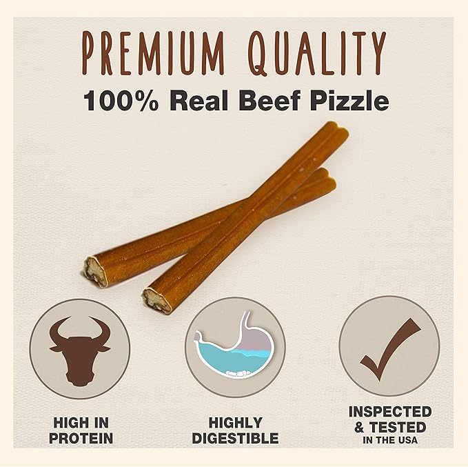 Cadet Bully Sticks for Small Dogs – All-Natural Beef Pizzle, High Protein, Low Fat, Long-Lasting, Grain & Rawhide-Free Dog Chews for Aggressive Chewers, Small (50 Count)