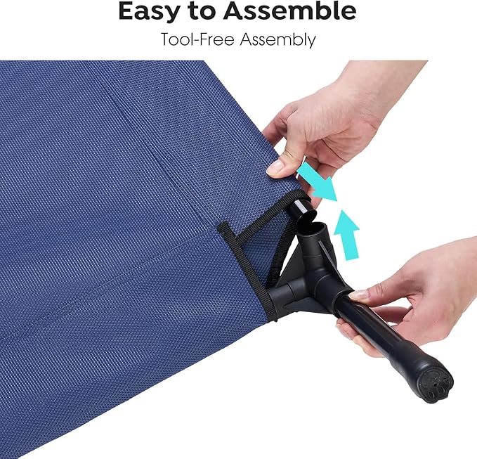 Veehoo Outdoor Elevated Dog Bed Large Sized Dogs, XXL Cooling Raised Dog Cots Beds Training Platform Off Ground Hammock with Breathable Mesh, No-Slip Feet, 59"x37.5", Blue