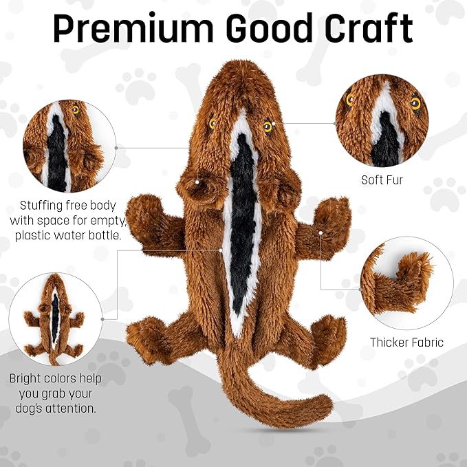 FGA MARKETPLACE Squirrel Flat NO Stuffing NO Squeak Plush Dog Toy, Funny Style Will Entertain Your Pet for Hours, Recommended for Small and Medium Dog 21 INCH Long