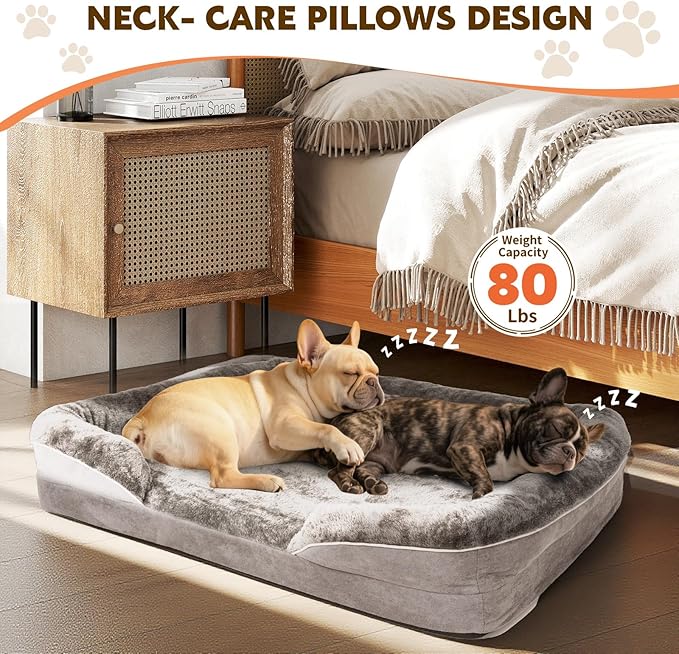 Dog Bed Medium to Large Dogs - Waterproof Couch with Removable Washable Cover and Egg Crate Foam Comfort Cage Beds Zipper Non-Slip Bottom Pad Bite-Proof