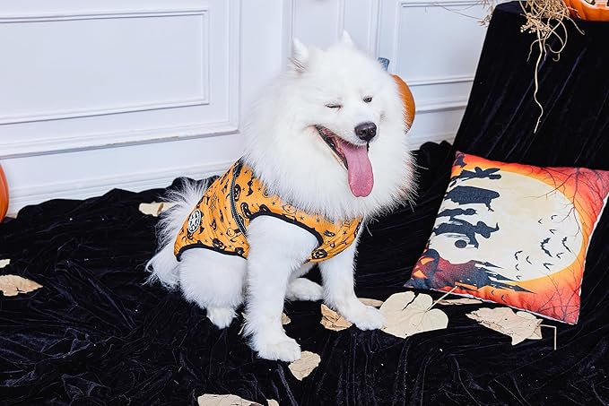 Aiboria Dog Jackets Windproof Outfit Coat Dog Vest Harness Puppy Warm Jacket Halloween Orange 4XL