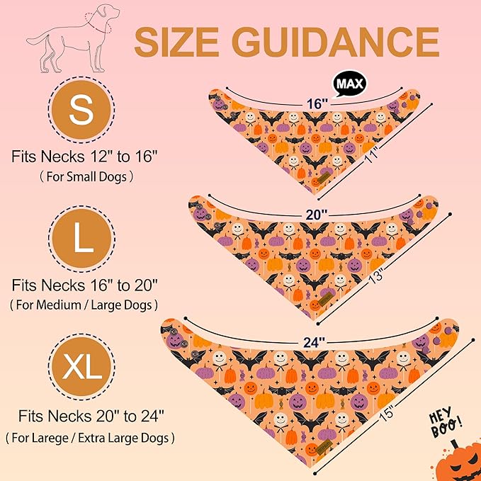 Halloween Dog Bandanas - 2 Pack Purple Dog Bandana with Snap Button | Reversible Pet Scarf for Boy & Girl | Premium Durable Fabric | Holiday Bandana for Small and Medium Dogs (Small)