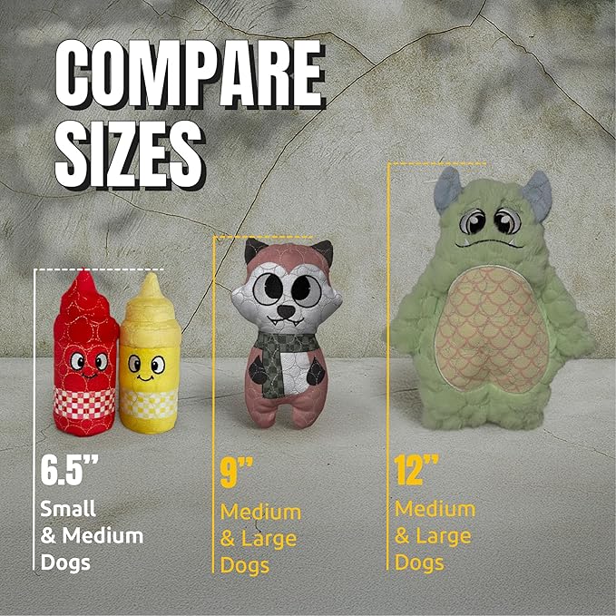 Bite Force Dog Toy - Drizzle & Dollop Squeaky Dog Toy Kevlar-Reinforced for Aggressive Chewers- red and Yellow.