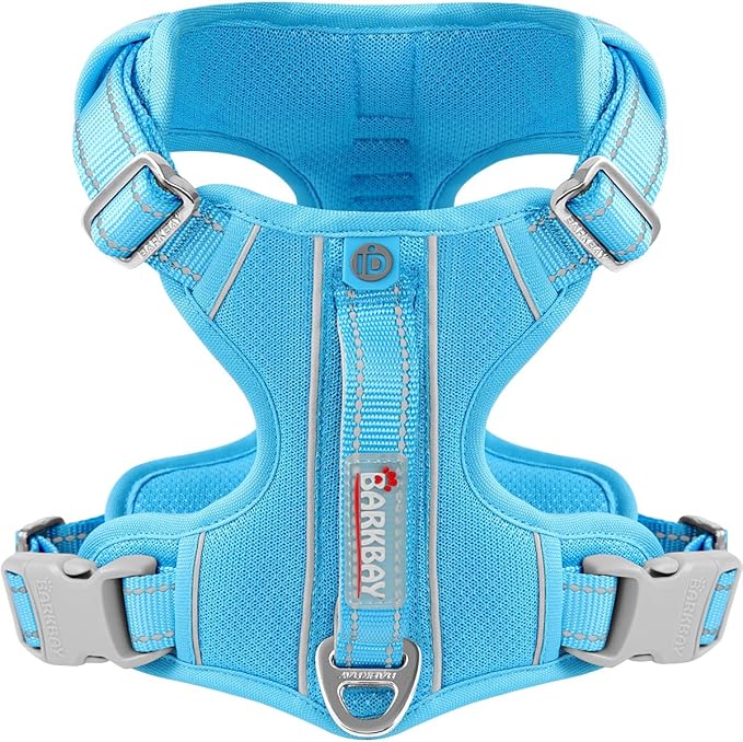 BARKBAY Dog Harness No Pull with ID Tag Pocket - Heavy Duty, Reflective, Easy Control for Small Dogs(Blue,S)