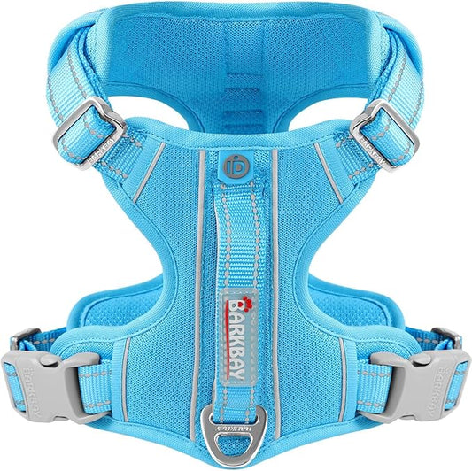 BARKBAY Dog Harness No Pull with ID Tag Pocket - Heavy Duty, Reflective, Easy Control for Small Dogs(Blue,S)