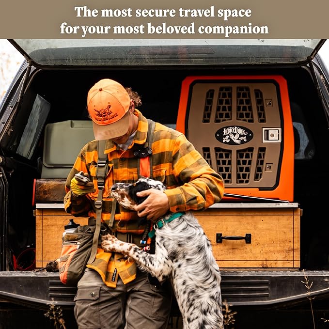 Lucky Dog Kennel, Durable Crash Tested Portable Dog Crates, Intermediate, Uplander (Orange)