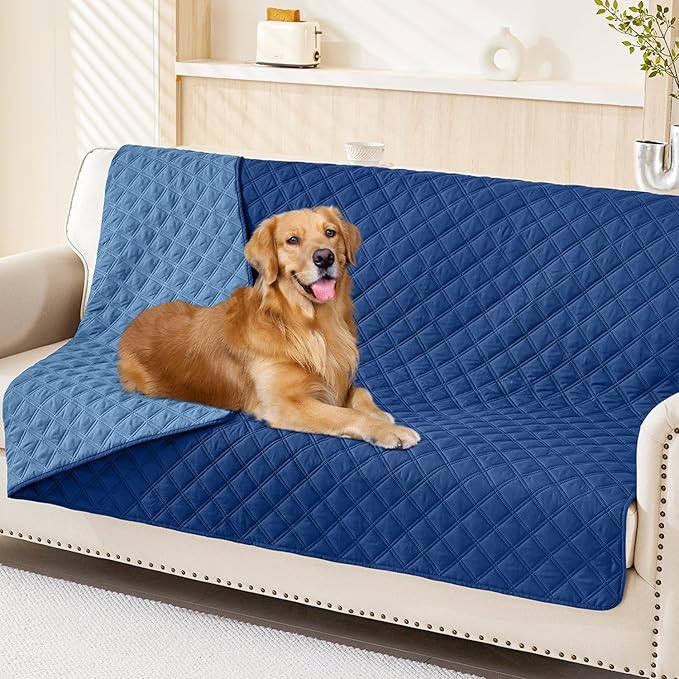 Smiry Waterproof Dog Blanket, Reversible Dog Bed Cover Pet Blanket, Soft Pet Couch Covers for Sofa Washable, Bed Couch Sofa Furniture Protector for Puppy Cat Kids (68"x82", Navy/Blue)