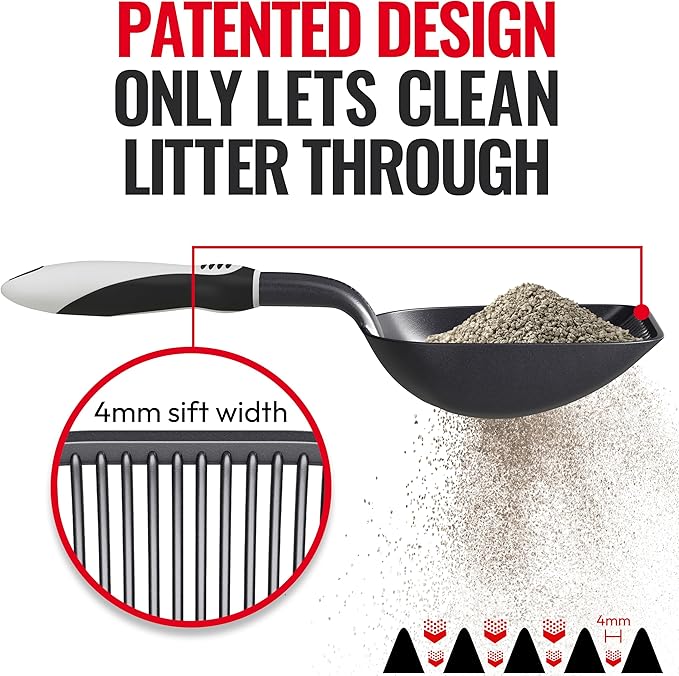 iPrimio Universal Cat Litter Scooper Holder and Black Litter Scooper Bundle - Non Stick Plated Durable Aluminum Cat Litter Scooper - Stable Scooper Holder - Kitty Litter Box Accessories