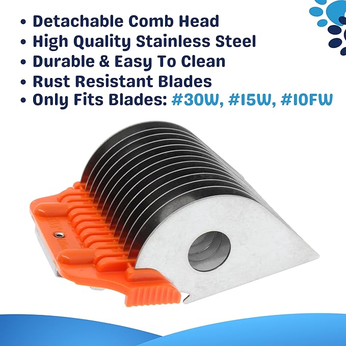 38MM 1 1/2" Cut Wide Clipper Guard Attachment for A-5 Type Blade | Stainless Steel Blade for Professional Groomers and Stylist | Snap-On/Off Design (WIDECOMB 38MM)