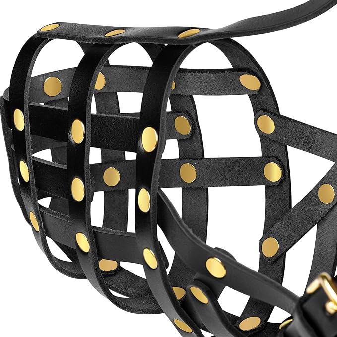 OOPSDOGGY German Shepherd Dog Muzzle for Large Dogs - Leather Breathable Secure Basket Muzzle for Large Breeds Prevents Biting No Chewing Adjustable (Black, Size 8 - German Shepherd)