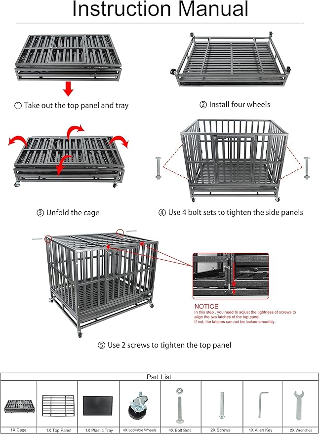 37Inch Heavy Duty Dog Cage Kennel Strong Metal Dog Cage