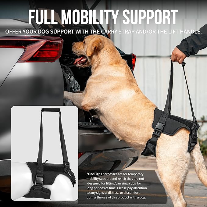 OneTigris Victus Support Harness,Lightweight & Simple Mobility Assistance Vest with Grab Handle | Pet Lifting Rehabilitation Gear | Rear Leg Support Straps