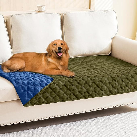 Smiry Waterproof Dog Blanket, Reversible Dog Bed Cover Pet Blanket, Soft Pet Couch Covers for Sofa Washable, Bed Couch Sofa Furniture Protector for Puppy Cat Kids (30"x70", Green/Navy)