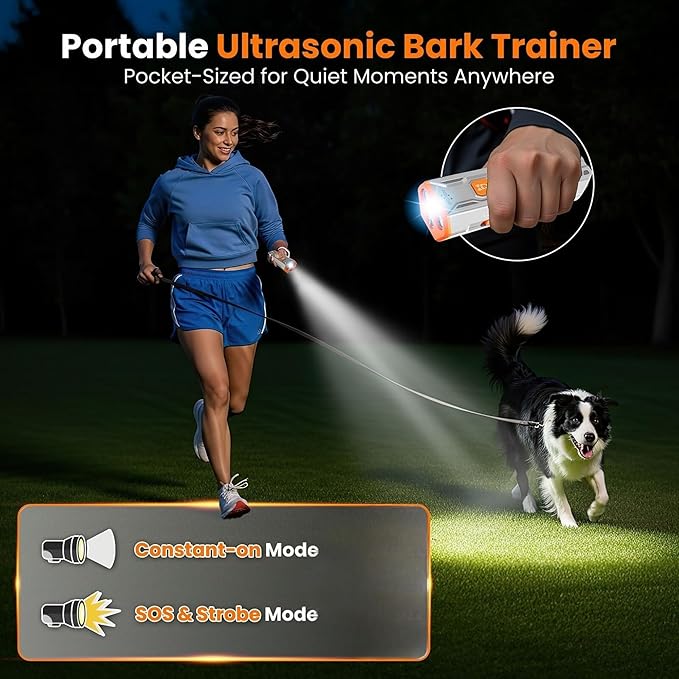 Dog Bark Deterrent Device with Training Clicker 2025 Upgraded 3X Ultrasonic Anti Barking Device for Own or Neighbor's Dog, Safe & Effective Ultrasonic Dog Bark Shield Rechargeable Dog Barking Silencer