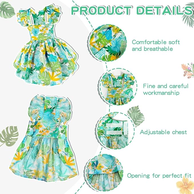 TONY HOBY Dog Dress, Dog Princess Dress with Straps, Pet Summer Dresses Clothes for Small Medium Dogs (Green, L)