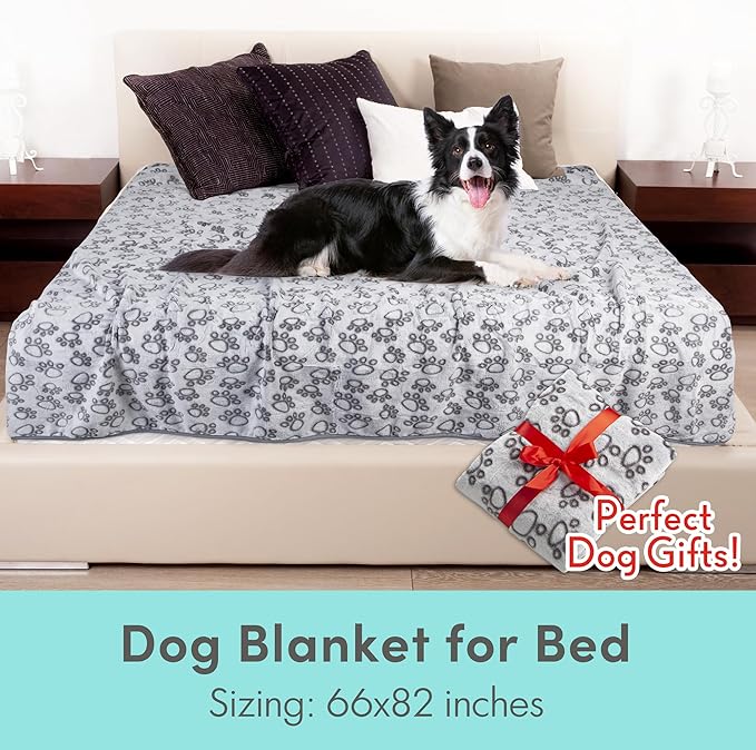Stuffed Premium Soft Dog Blankets for Large Dogs, Large Cat Blanket Calming Washable for Bed Couch Protection Cover, Dog Essentials for Dog, 66 * 82 inches, Grey