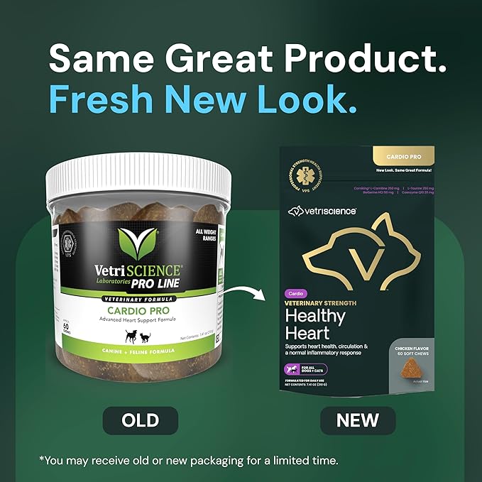 VetriScience Veterinary Strength Healthy Heart Chews - Heart & Energy Supplement for Pets - Cardiovascular Supplement - Pet Blood Flow Support - Chicken Flavor - 60 Count