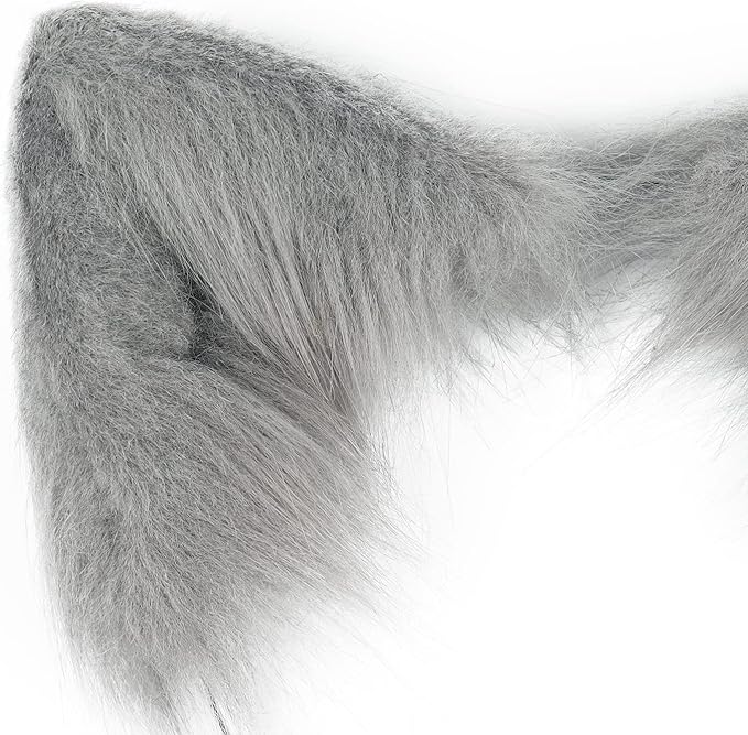 Cat Ears and Wolf Fox Animal Tail Cosplay Costume Faux Fur Hair Clip Headdress Halloween Leather Neck Chocker Set