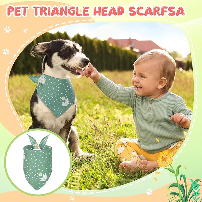 Amylove 50 Pcs Dog Bandanas Bulk Fall Puppy Floral Dog Bibs Holiday Washable Scarf Pets Triangle Head Scarfs Bandanas Pet Costume Outfit(Flower,Small)