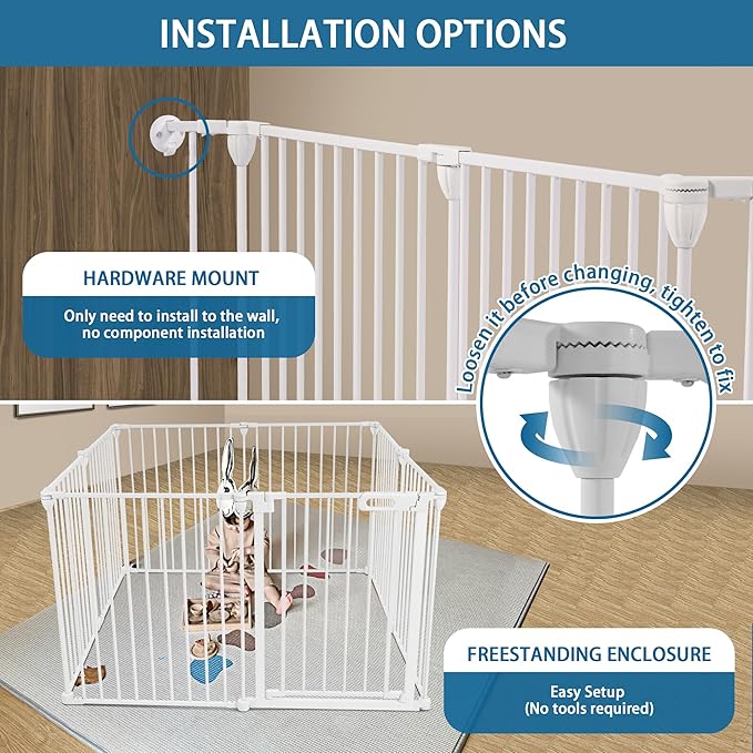 BalanceFrom Easy Walk-Thru Safety Gate for Doorways and Stairways with Auto-Close/Hold-Open Features, 36-Inch Tall, 205-Inch Wide, White