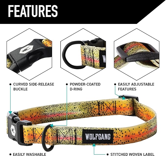 Wolfgang Heavy Duty Martingale Dog Collar with Quick Release Nylon Buckle for Walking & Training, CutBow Print, Extra Large