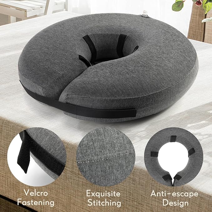 MIDOG Inflatable Dog Cone Alternative for After Surgery - Soft Protective Donut Collar Prevents Licking & Allows Eating, Comfortable Recovery E-Collar Alternative for Small Medium Large Dogs (Gray,XL)