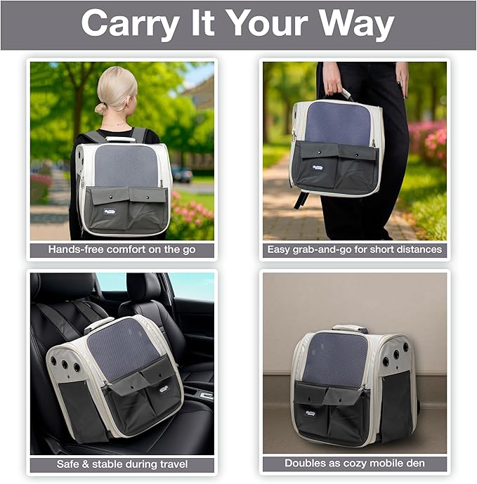 Cat Backpack Carrier – Airline Approved Dog Carrier for Small Dogs, Cats & Pets – Ventilated Backpack Pet Carrier for Travel, Hiking, Vet Trips – Soft Sided Puppy Carrier Bag with Padded Straps