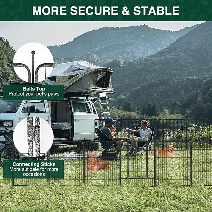 Dog Playpen Outdoor, 16 Panels 40" High Metal Dog Fence with Gate, Pet Fence for Large/Small Dogs, Portable Dog Fence for RV Camping, Yard