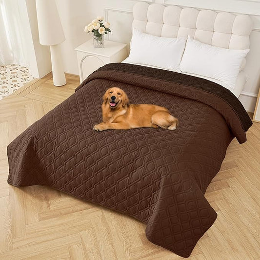 Smiry Waterproof Dog Blanket, 82x102 Inch Soft Pet Bed Cover Reversible, Washable Sofa Couch Furniture Protector for Small Medium Large Dog Puppy Cat, Brown/Chocolate