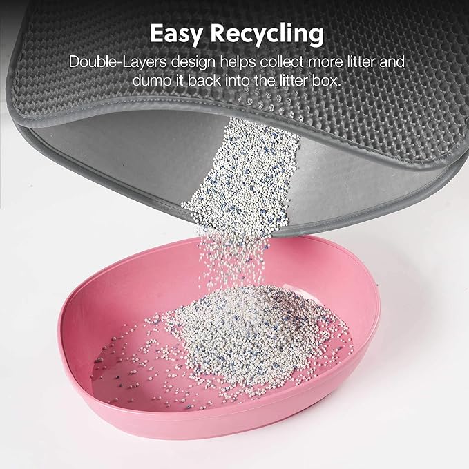 WePet Cat Litter Mat, Kitty Litter Trapping Mat, Honeycomb Double Layer Mats, No Phthalate, Urine Waterproof, Easy Clean, Scatter Control, Catcher Litter Tray Box Rug Carpet