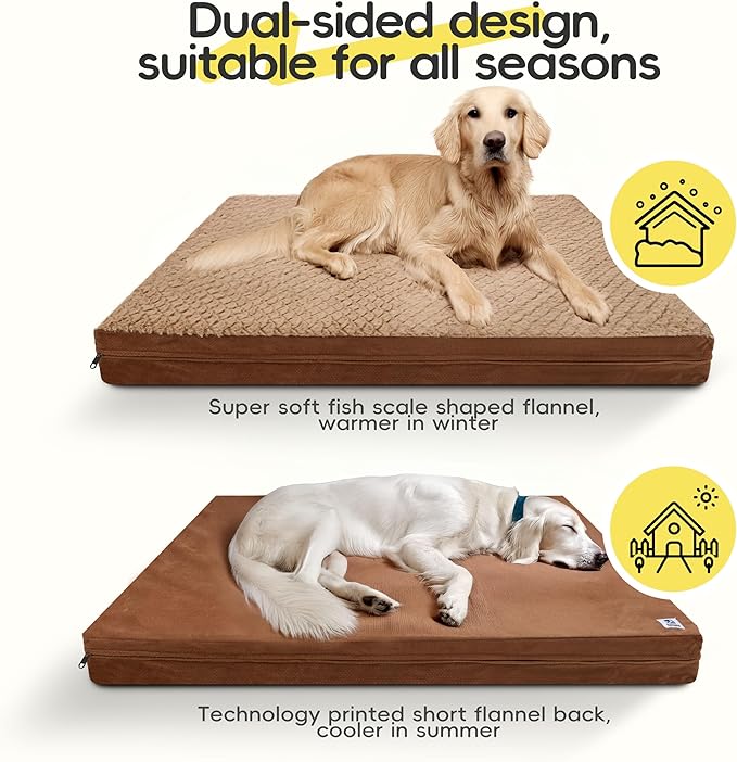 Sytopia Washable 37" Dog Bed for Large Dogs – Double-Sided Plush, Waterproof, Removable Cover, Thick Orthopedic Support, Durable Multi- Size Comfort Clearance Indoor Flat Dog Bed