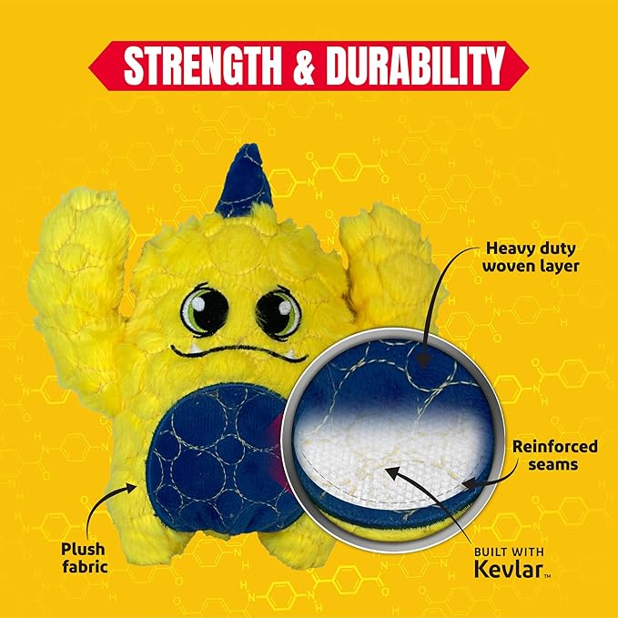 Bite Force -Durable & Strong Dog Yellow Monster with Squeaker, Kevlar-Reinforced for Aggressive Chewers - Yellow