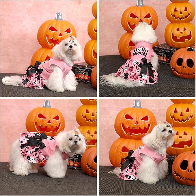 CuteBone Velvet Dog Dresses Halloween for Small Dogs, Stylish & Soft Fabric, Comfortable Fit for Everyday Wear, Perfect for Special Occasions NCVA15M-D