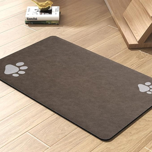 Pet Feeding Mat-Absorbent Dog Mat for Food and Water Bowl-No Stains Quick Dry Water Dispenser Mat-Dog Accessories Pet Supplies-Bowl for Messy Drinkers（Brown,12"x19"