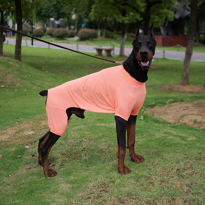 LoveLongLong Dog Jumpsuit with UV Protection and Quick-Dry Fabric for Spring Summer Pet Pajamas Lobster Pink 3XL