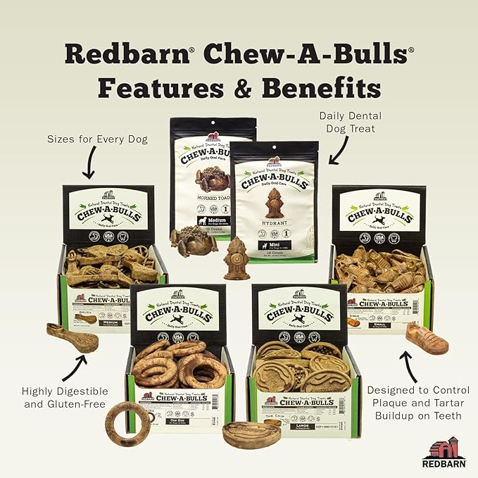 Redbarn Pet Products Chew-A-Bulls (Size: Small, Shape: Brush, 24-Count (Case of 10))