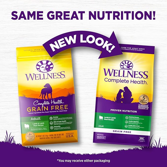 Wellness Complete Health Dry Dog Food, Grain Free, Natural, Lamb Recipe, (24-Pound Bag)