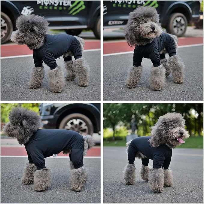 LoveLongLong Dog Jumpsuit with UV Protection and Quick-Dry Fabric for Spring Summer Pet Pajamas Black XS