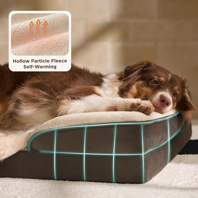 Bedsure XL Self Warming Orthopedic Dog Bed for Extra Large Dogs - Washable XLarge Dog Bed Waterproof, Comfort Pet Couch with Removable Cover, Supportive Foam Pets Sofa with Nonskid Bottom, Brown