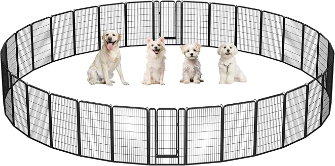 Yaheetech Dog Playpen Outdoor, 47 inch 32 Panels Dog Pen Indoor Heavy Duty Puppy Exercise Pen Metal Pet Fence for RV Camping/Yard/Garden
