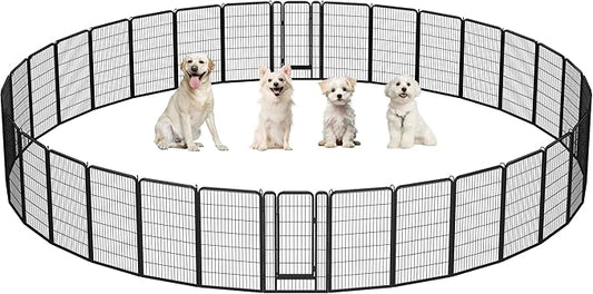 Yaheetech Dog Playpen Outdoor, 47 inch 32 Panels Dog Pen Indoor Heavy Duty Puppy Exercise Pen Metal Pet Fence for RV Camping/Yard/Garden