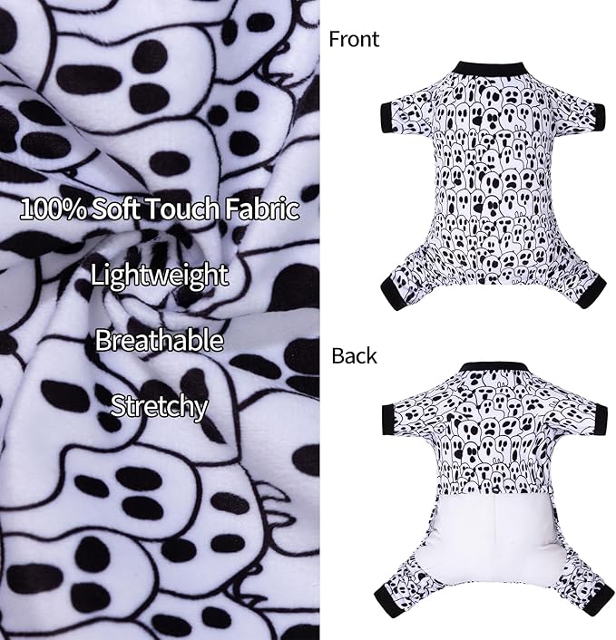 CuteBone Small Dogs Outfit Soft Puppy Onesies Pjs Halloween Dog Pajamas Pet Coat Cat Apparel Comfy Doggie Jumpsuit Bodysuit for All Seasons P300L