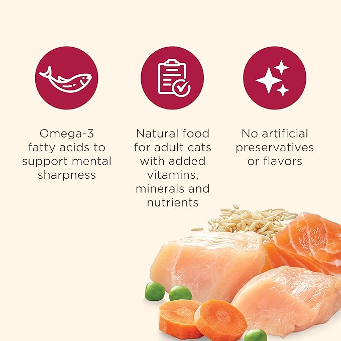 Nutrish Everyday Digestion Dry Cat Food, Chicken Brown Rice and Salmon Recipe with Peas and Carrots, 3 lb. Bag, 4 Count, (Rachael Ray)