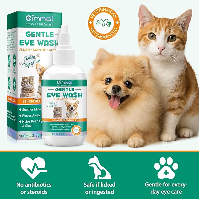 FANSHI Pets Dog Eye Drops Gentle Eye Drops for Dogs and Cats Specially Formulated Eye Wash Relieve Eye Itching & Irritation, Cleansing 100ml/3.38fl Oz