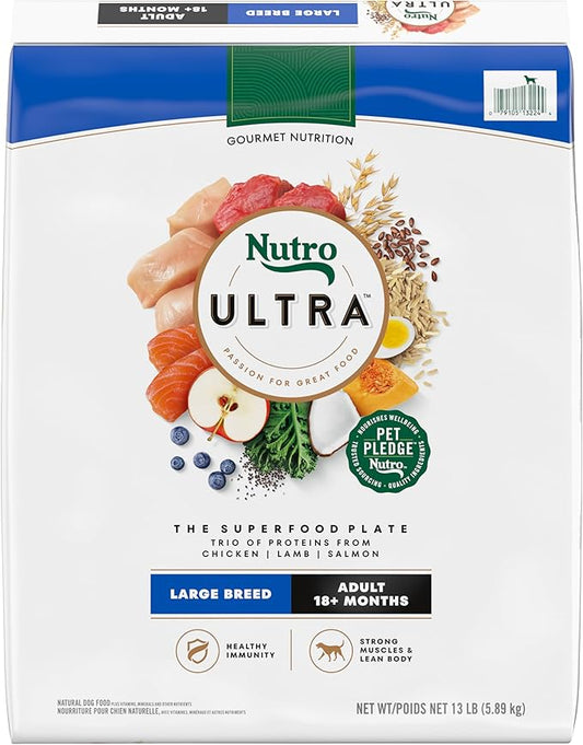 Nutro Ultra Adult Large Breed Dry Dog Food, Chicken, Lamb and Salmon Protein Trio, 13 lb Bag