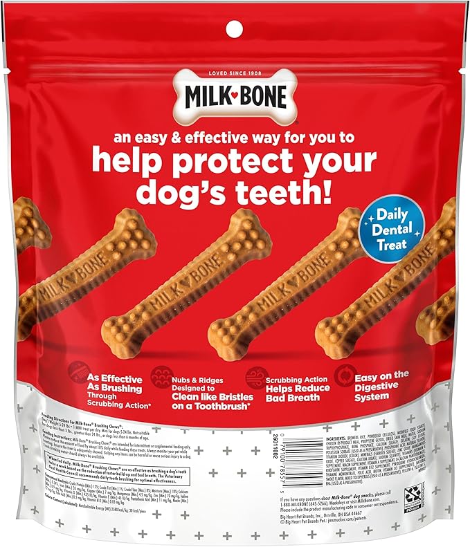 Milk-Bone Original Brushing Chews 48 Mini Daily Dental Dog Treats Scrubbing Action Helps Clean Teeth