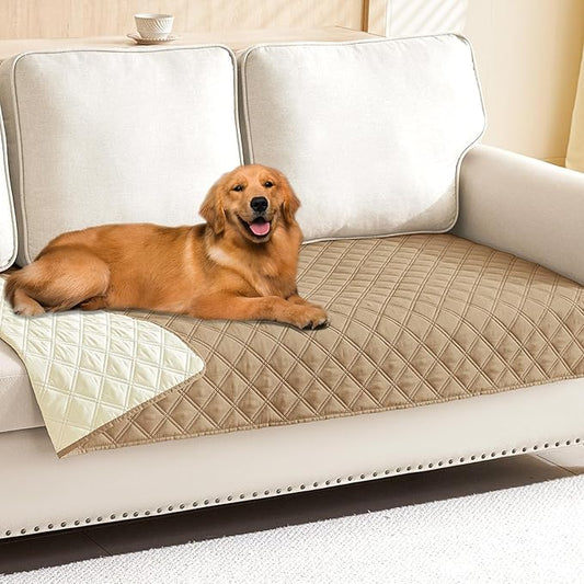 Smiry Waterproof Dog Blanket, Reversible Dog Bed Cover Pet Blanket, Soft Pet Couch Covers for Sofa Washable, Bed Couch Sofa Furniture Protector for Puppy Cat Kids (30"x70", Camel/Beige)