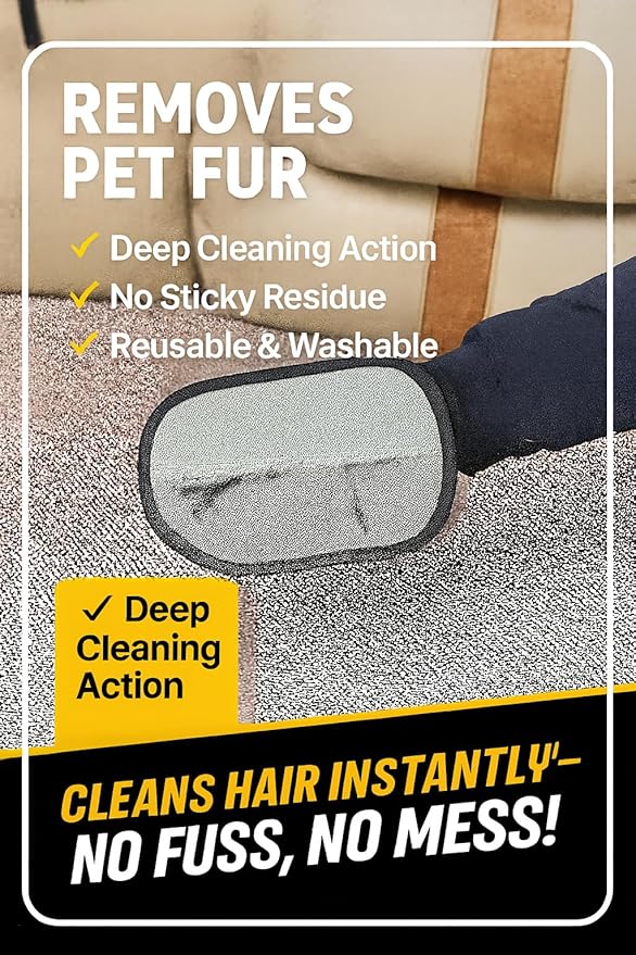 Electrostatic Pet Hair Removal Glove and Grooming Gloves | Ultimate Pet Hair Remover for Cats and Dogs | Perfect for Grooming | Furniture Cleaning