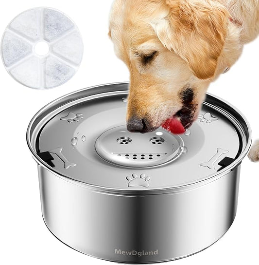 Dog Water Bowl Dispenser, No Spill Water Bowls for Dogs & Slow Feeder Stainless Steel Dog Bowl - Anti-Slip Pet Water Bowl Dispenser for Messy Drinkers