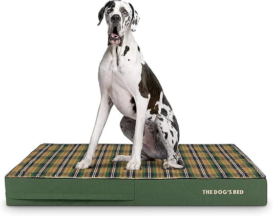 The Dog’s Bed Orthopedic Memory Foam Dog Bed, XXL Green Tartan, Pain Relief for Arthritis, Hip & Elbow Dysplasia, Post Surgery, Lameness, Supportive, Calming, Waterproof Washable Cover